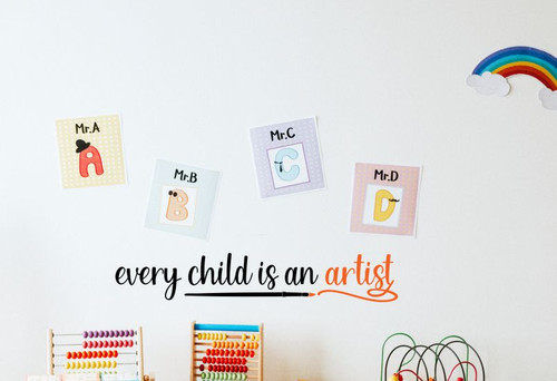 Every Child Is An Artist Kids School Decor Sticker Decal-Black and Orange