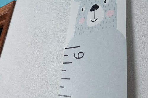 Canvas Growth Chart Height Ruler Tracker Sign Bear Kids Room Decor