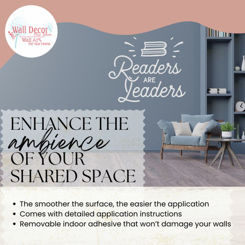 Readers are Leaders Classroom School Decor Wall Art Decal Sticker Quote LtGray enhance