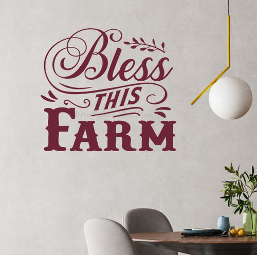 Bless This Farm Wall Decal Vinyl Art Kitchen Decor Sticker Lettering 23x23 Burgundy