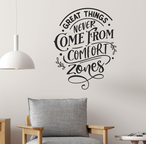 Great Things Never Come Comfort Zones Wall Art Sticker Vinyl Decor Decal 23x17 Black
