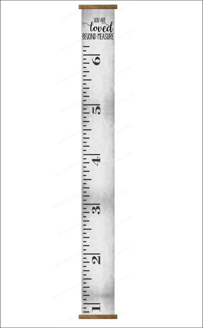 Loved Beyond Measure Gray Canvas Height Ruler Growth Chart Wall Art Sign