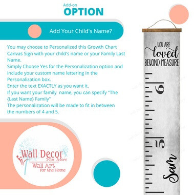 Loved Beyond Measure Gray Canvas Height Ruler Growth Chart Wall Art Sign — Wooden growth chart with a rustic finish,