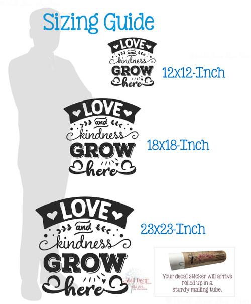 Love Kindness Grow Here Wall Art Sticker Quote Decal