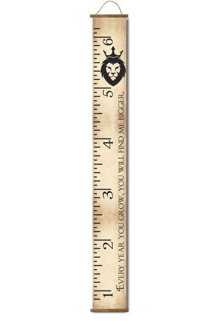 Lion Canvas Growth Chart Sign Baby to Adult Height Ruler Tracker