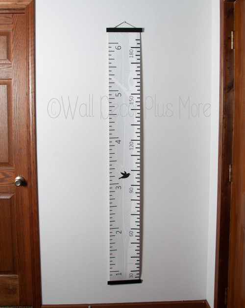 Birch Trees Canvas Growth Chart Sign Baby to Adult Height Ruler Tracker full view
