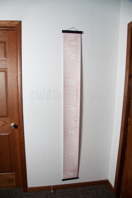 Pink Canvas Growth Chart Sign Height Ruler Nursery Decor