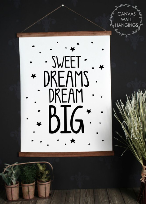 Add a Stylish Touch with Sweet Dreams Dream Big Canvas Sign | Nursery Decor | 23x30 Walnut Wood
