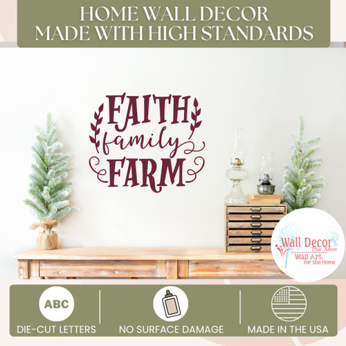 Wall Art With A Message | Faith Family Farm Wall Decal Quote Sticker Burg standards