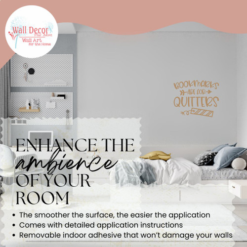 Wall Decal for Library: Bookmarks For Quitters Wall Decor Sticker Enhance the Ambience