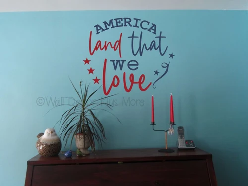Patriotic Wall Stickers - America Land That We Love Wall Art Decal Deep Blue Red