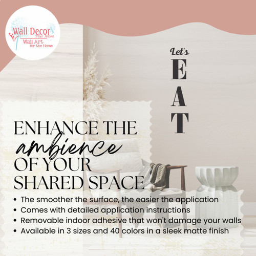 Enhance the Ambience Kitchen Wall Decal Let's Eat Wall Art Vinyl Sticker for Home Decor