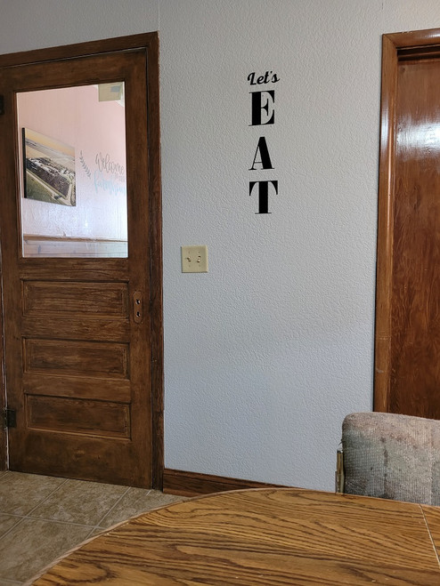 Kitchen Wall Decal Let's Eat Wall Art Vinyl Sticker for Home Decor Black