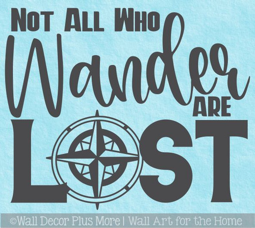 Vinyl Wall Decal Compass Adventure Awaits Inspiring Quote Stickers