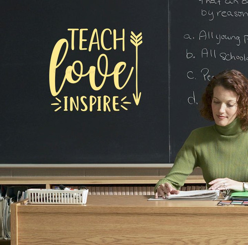 Teach Love Inspire Wall Decal Sticker Teacher Gifts Classroom Wall Decor Buttercream