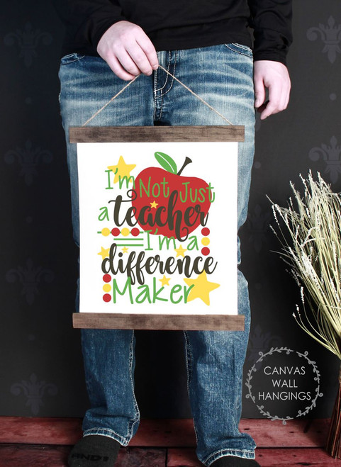 Canvas Wall Hangings Teacher Gifts Not Just a Teacher, Difference Maker Walnut Wood 12x14-inch