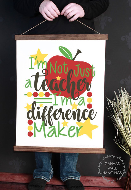 Canvas Wall Hangings Teacher Gifts Not Just a Teacher, Difference Maker Walnut Wood Large