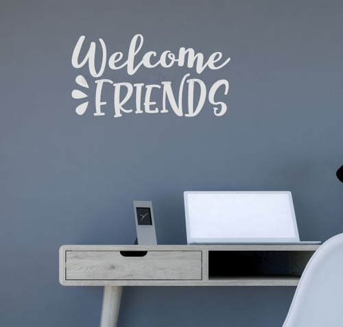 Welcome Friends Wall Art Decal Front Door Decor Quote & Wall Words Lt Gray