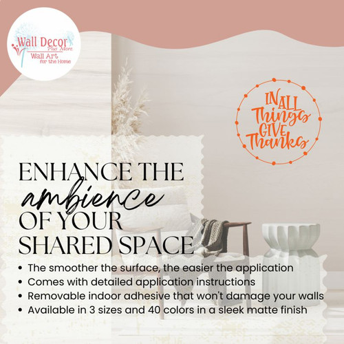 In All Things Give Thanks Round Wall Decal Vinyl Art for Round Wood Sign Orange