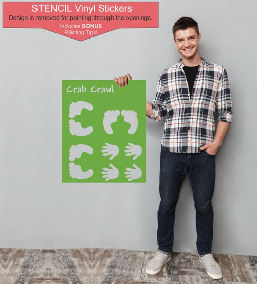 Crab Crawl Hand Footprints Painting Stencil Outdoor Sensory Path