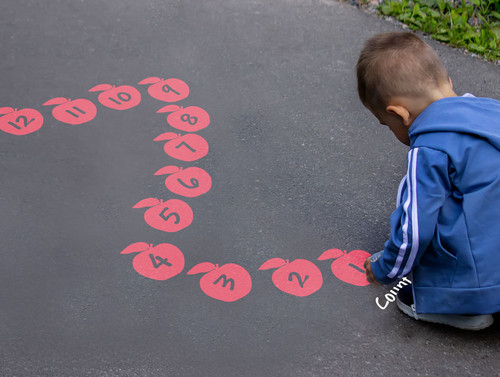 Apple Numbers Count 1-20 Sensory Path Stencils to Paint Outdoor Sidewalk
