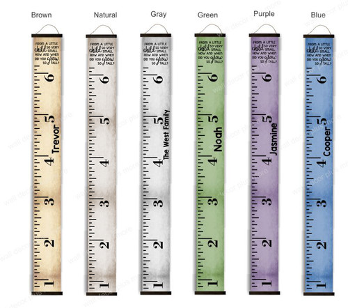 Canvas Growth Chart Height Ruler Tracker Sign Child Grow Tall Quote, 6 Color Choices