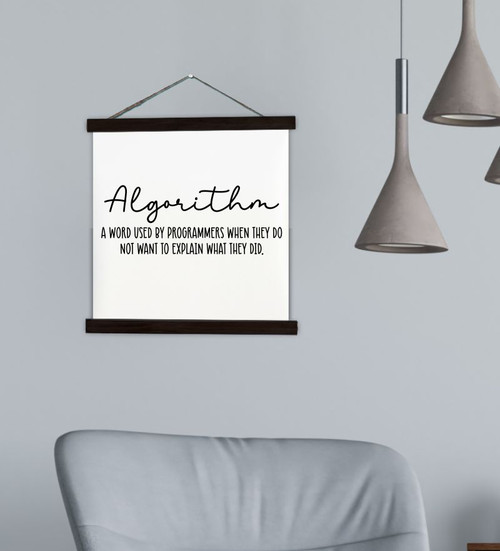 Upgrade Your Office Walls with Our Algorithm Definition Canvas Print Small Black Wood