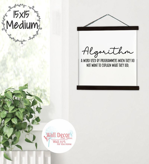 Upgrade Your Office Walls with Our Algorithm Definition Canvas Print! Medium Black Wood