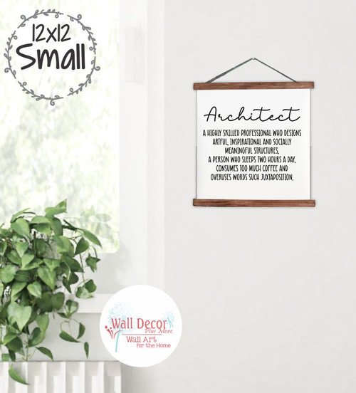 Discover the Hilarious Architect Definition Canvas Print Sign Gift Idea Small Walnut Wood