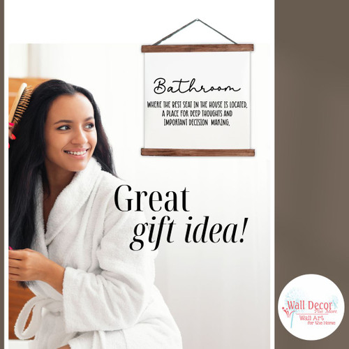 Bathroom Definition Canvas Sign Fun Wall Print Best Seat Deep Thoughts Gift Idea