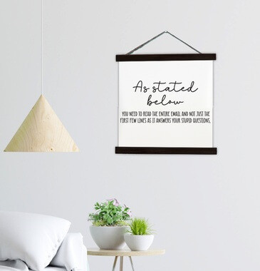 As Stated Below Definition Canvas Wall Decor Sign Office Art