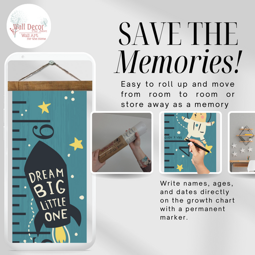 Space Canvas Growth Chart Sign Kids' Height Measurement Save Memories