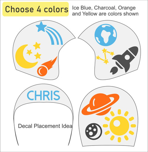 Space Customizable Kids Name Baby Cranial Helmet Decal Stickers