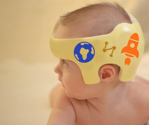 Spaceship Stars Customizable Kids Name Baby Cranial Helmet Decal Stickers