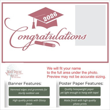 Congratulations 2026 Name Photo Graduation Banner Personalized Print Sign