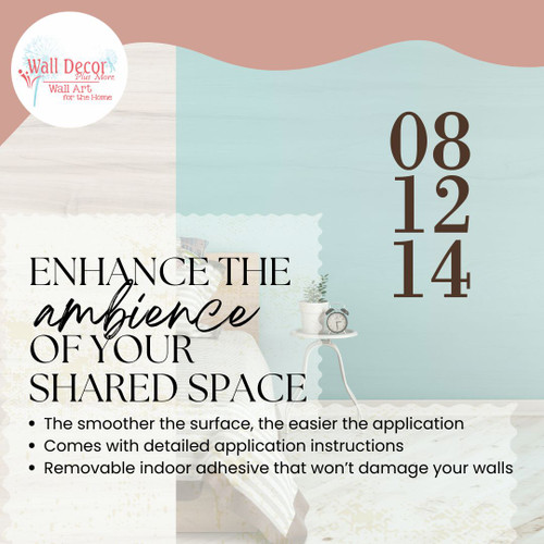 Personalized Wedding Date Wall Decal Stacked Number Design Wall Art ChocBrown