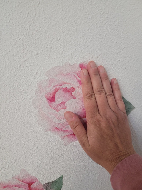 Watercolor Pink Peony Flower Wall Decal Stickers Home Wall Art Decor size compared to hand