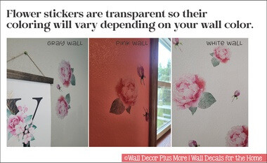 Watercolor Flowers Wall Art Decal Stickers Pastel Rose Cream