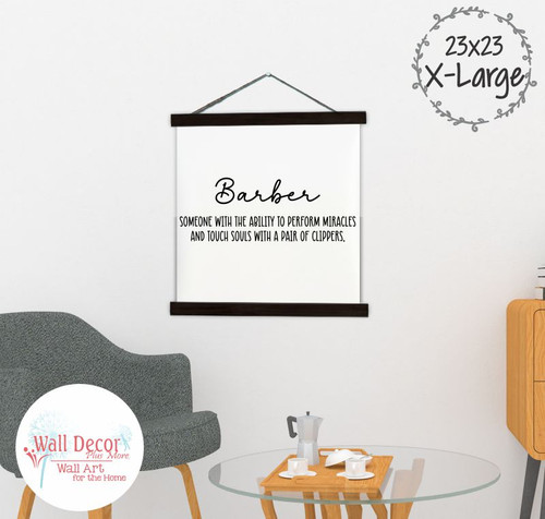 Barber Definition Canvas Wall Hanging Sign – Expressive Fun Wall Art 23x23-inch Black Wood