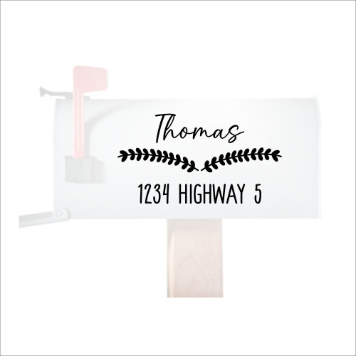 Mailbox Number Stickers with Laurel Art Custom Name Address Lettering Decals