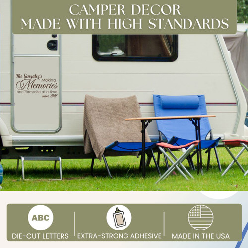 RV Door Decal Customize with Family Name Date Personalized Making Memories ChocBrown