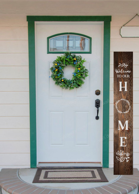 Decal Sticker for Tall Wood Porch Sign Welcome to Home Flowers white