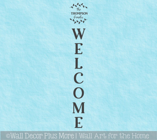Family Name Welcome DIY Vertical Lettering Vinyl Decal Sticker for Porch Decor