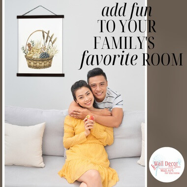 Rustic Flowers Basket Canvas Wall Hanging Sign