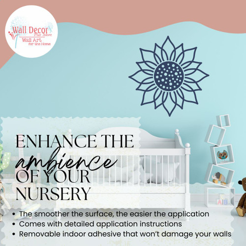 Sunflower Wall Decal - Vibrant Floral Wall Art Vinyl Decor Sticker DeepBlue