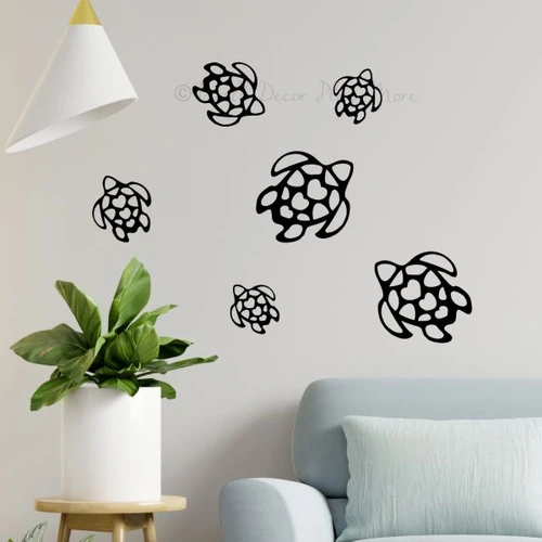 Sea Turtles Wall Decal Stickers Beach Wall Art Decor Black