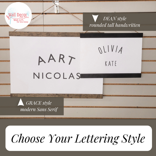 Personalized Canvas Nursery Name Sign Banner - Custom Made in the USA lettering styles