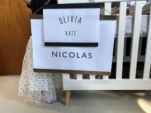 Personalized Canvas Nursery Name Sign Banner - Custom Made in the USA compare 2 sizes