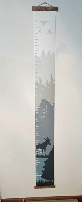 Woodlands Moose Canvas Growth Chart Wall Hanging Height Ruler WN