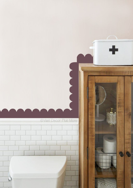 Scallop Border Wall Art Decal Stickers - Peel n Stick Wall Decor Trim Eggplant